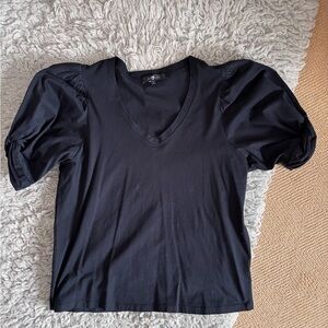 Seven (7) for all Mankind Elegant Black Puff Sleeve Top, super soft EUC